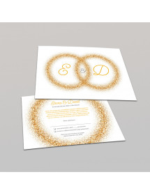 Carton réponse - mariage "anneaux en paillettes"